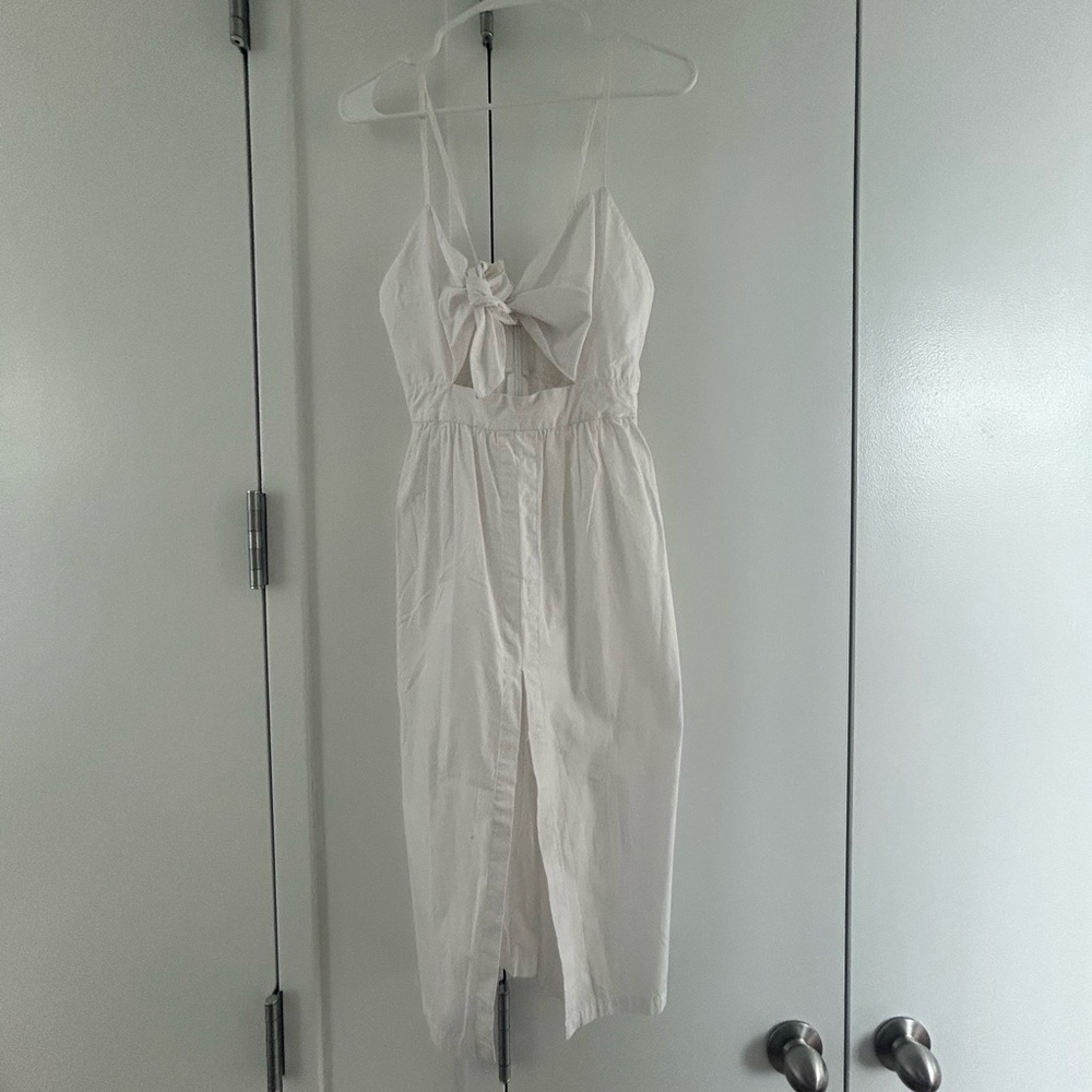 Topshop White Midi Dress with Bow Detail